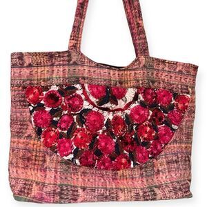 Boho Crocheted Tote Bag Shoulder Bag Beach Tote Overnight Open Inside Zip